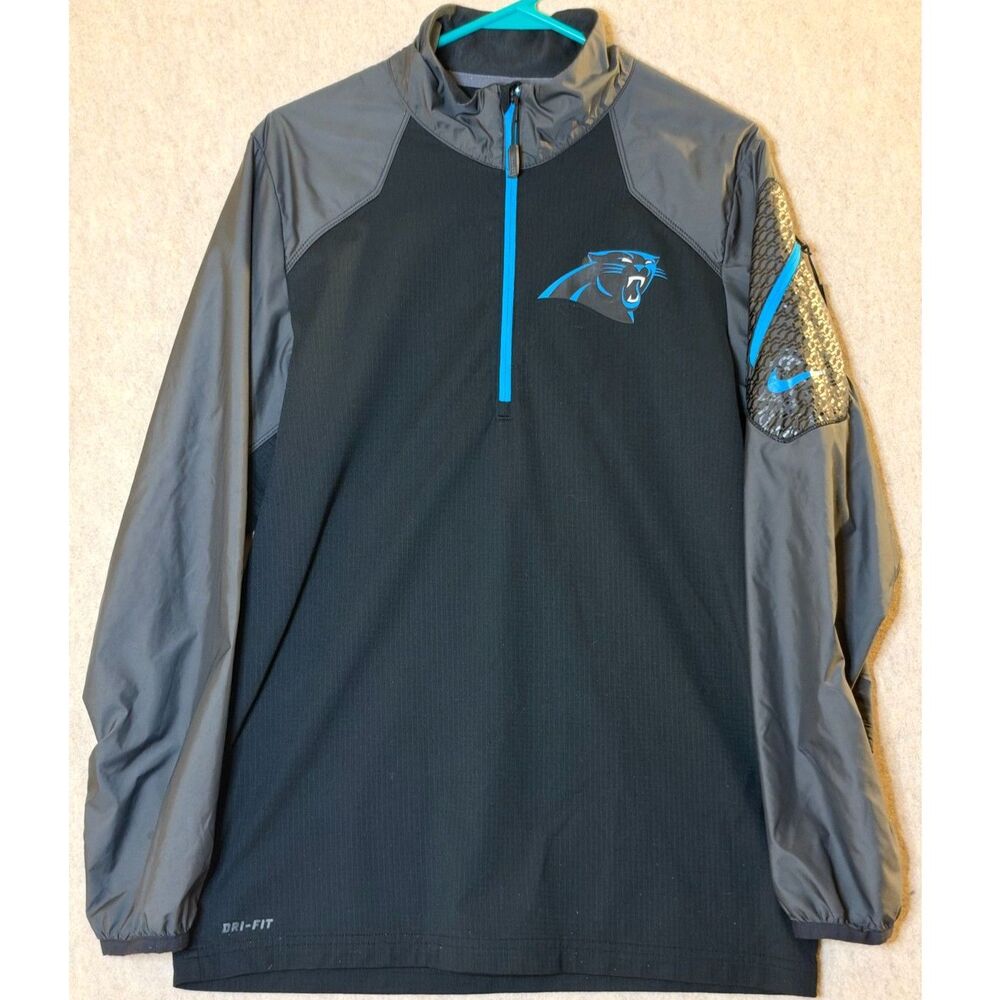 Nike Carolina Panthers Dri-FIT Quarter Zip Pullover Men’s S Black Blue NFL